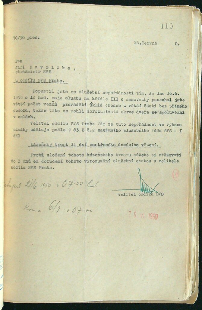 Havrilko Kázeňské Přestupky, Záznamy O Trestech A Výpovědi (13)