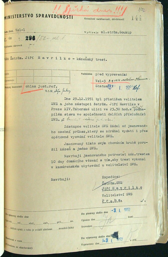 Havrilko Kázeňské Přestupky, Záznamy O Trestech A Výpovědi (15)