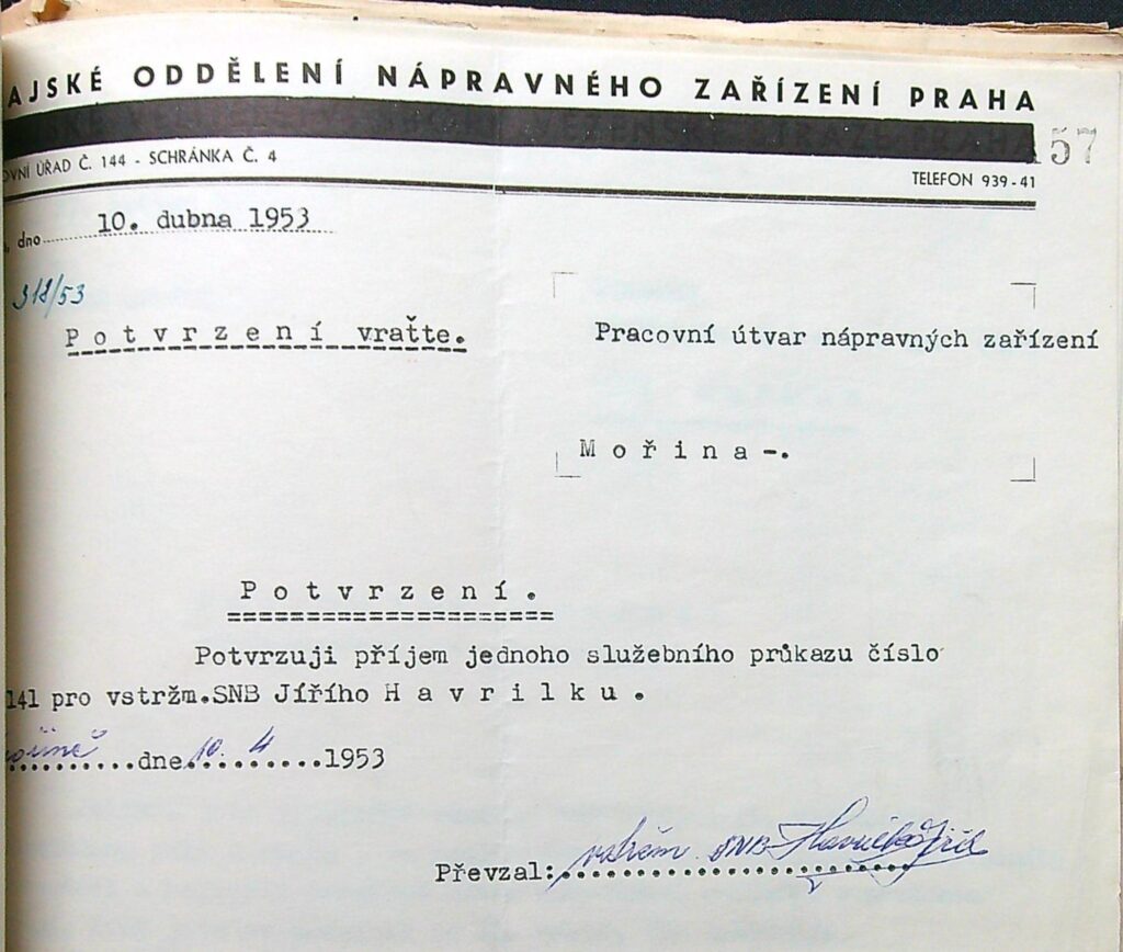 Havrilko Potvrzení O Přijmutí Služebního Průkazu