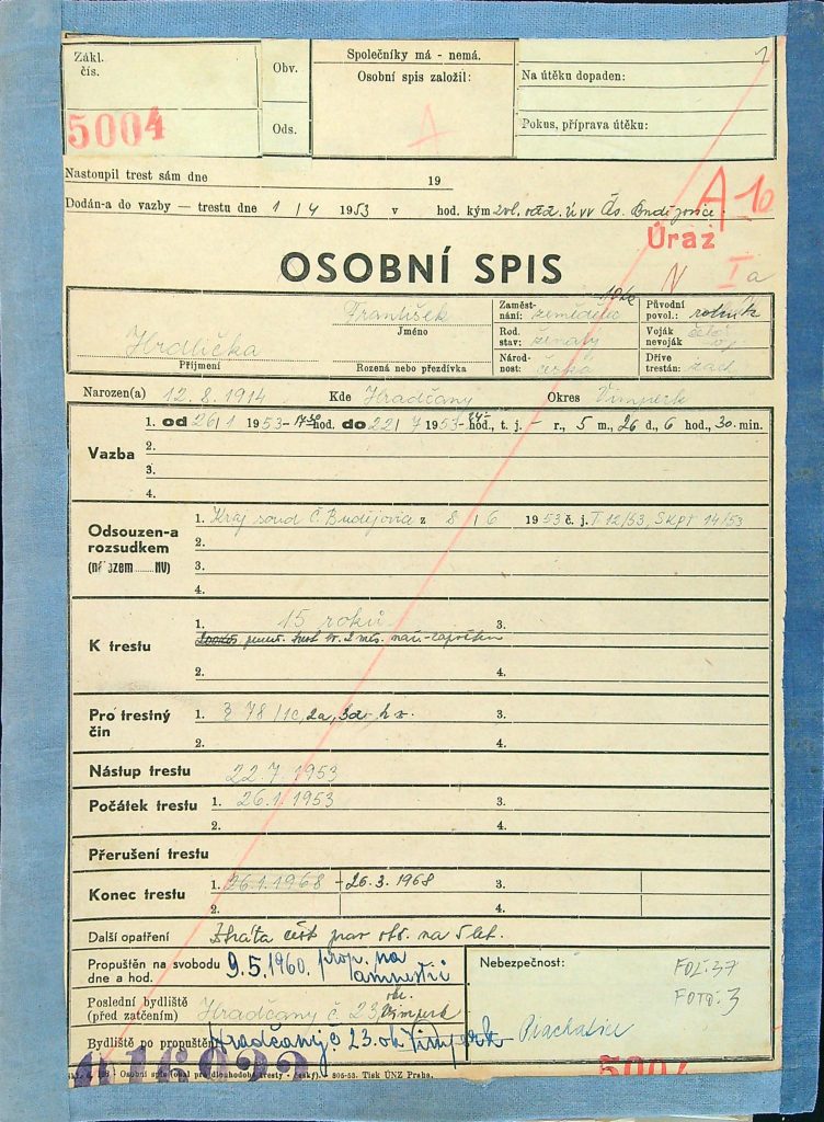 Hrdlička Osobní Vězeňský Spis (1)