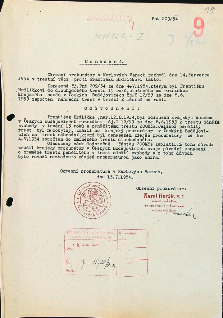 Hrdlička Osobní Vězeňský Spis (26)