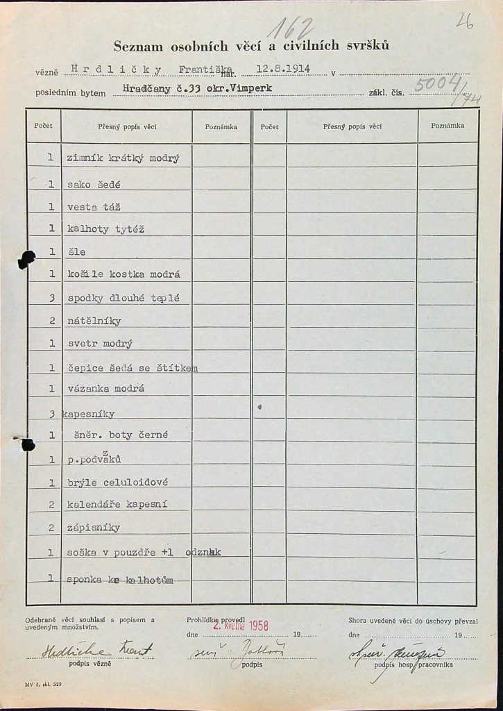 Hrdlička Osobní Vězeňský Spis (39)