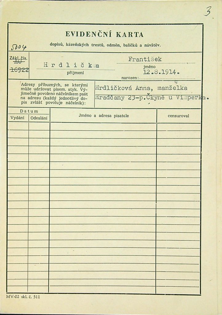 Hrdlička Osobní Vězeňský Spis (5)