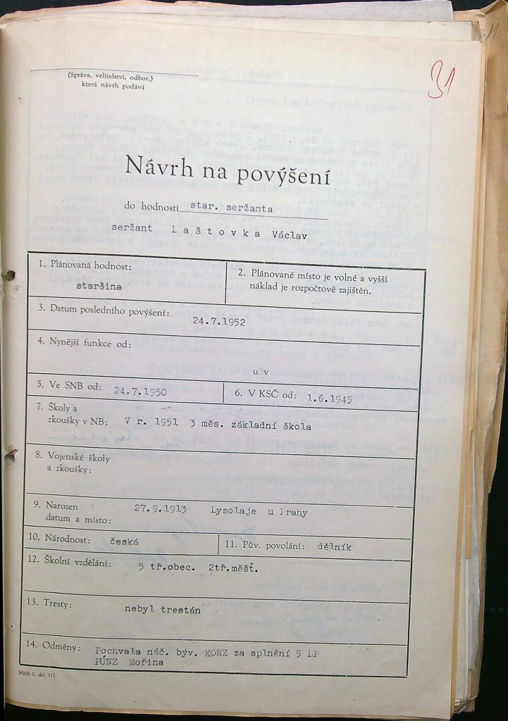 Laštovka Návrh Na Povýšení Starší Seržant (1)