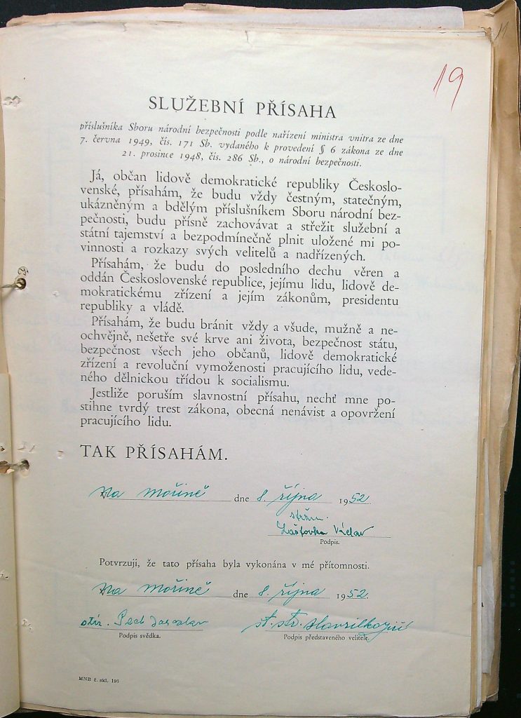 Laštovka Prohlášení A Služební Přísaha Ke Službě Púnz Mořina (2)