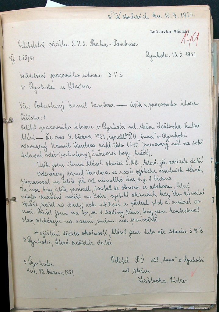 Laštovka Útěk Potrestaného Z Pú Rynholec (důl Anna)