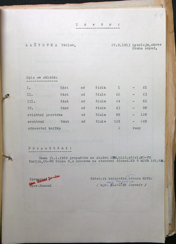 Laštovka Závěr A Obsah Spisu