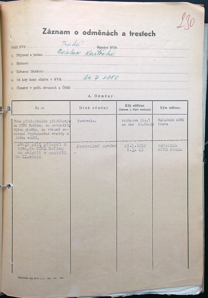 Laštovka Záznam O Odměnách A Trestech (1)