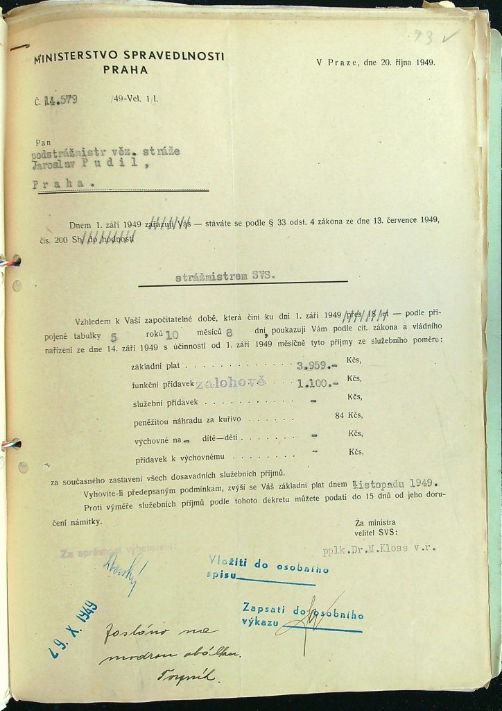 Pudil Jmenování Strážmistrem Svs