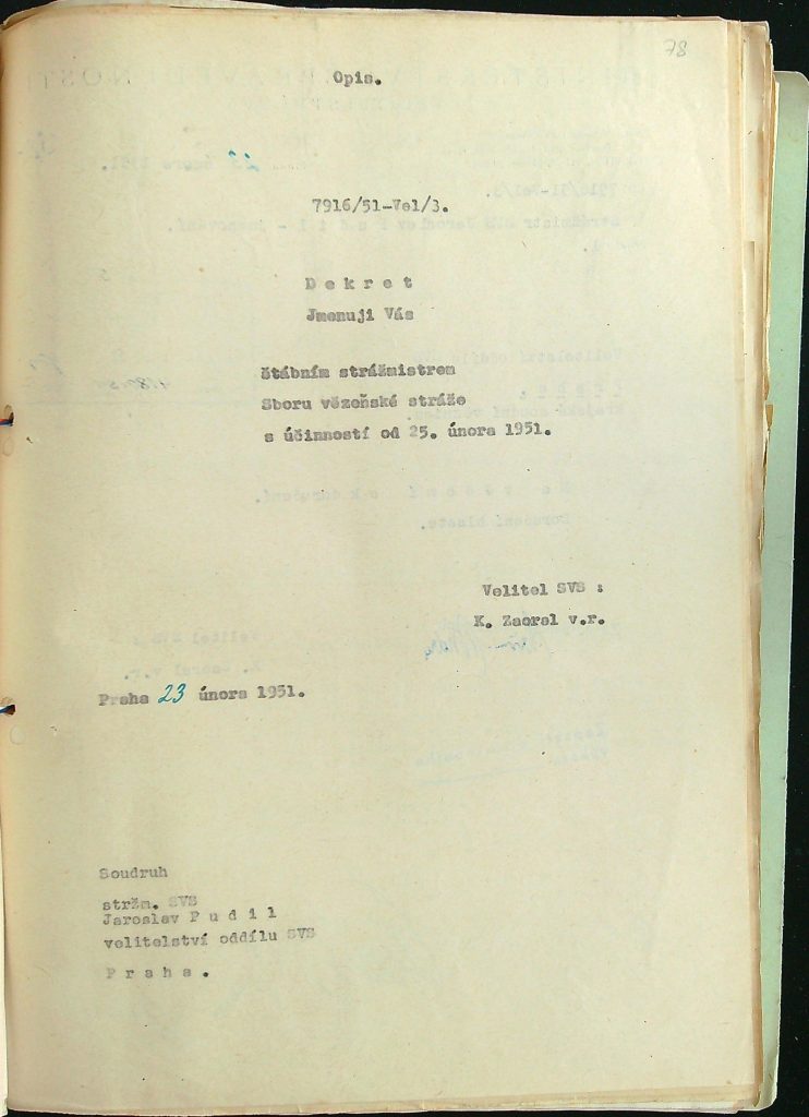 Pudil Jmenování Štábním Strážmistrem Svs (2)