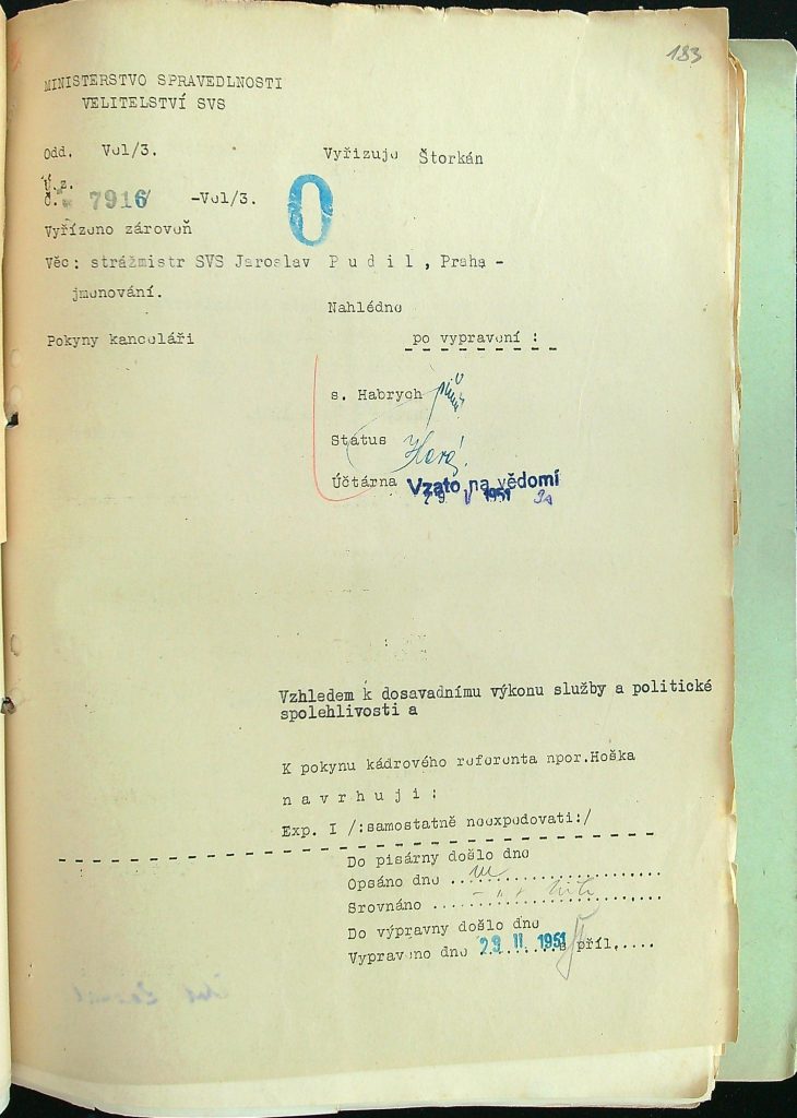 Pudil Jmenování Štábním Strážmistrem Svs (3)