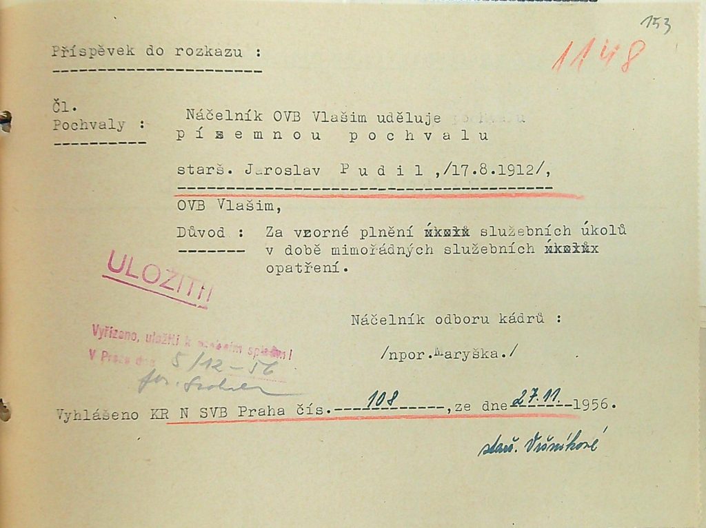 Pudil Písemná Pochvala