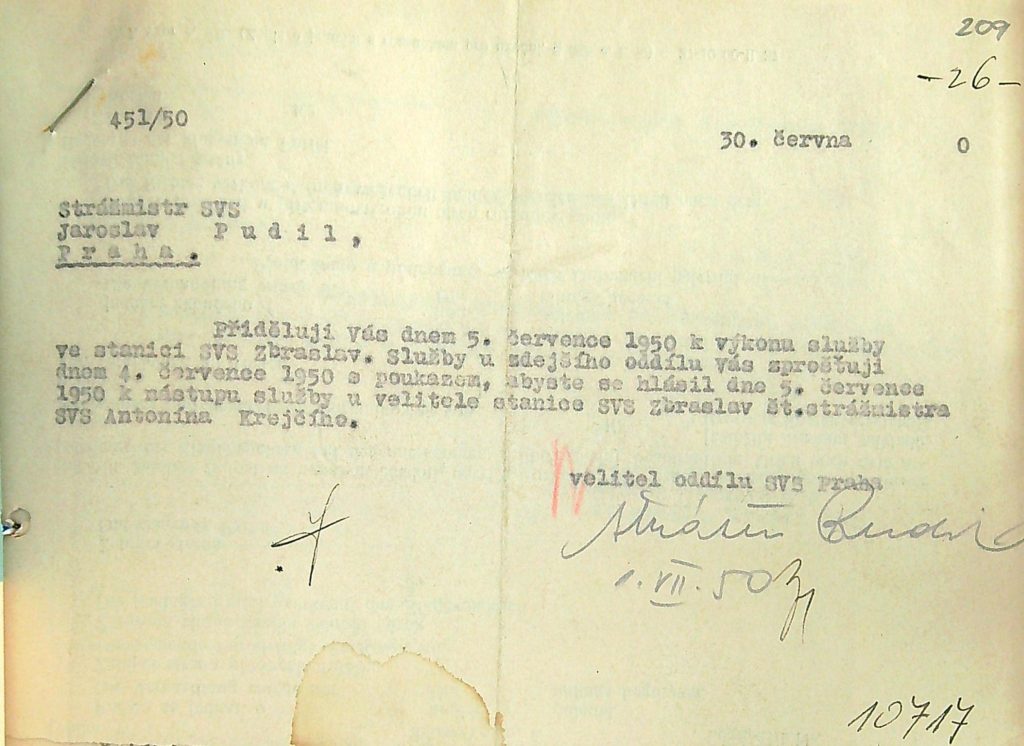 Pudil Přidělení K Výkonu Služby Svs Zbraslav