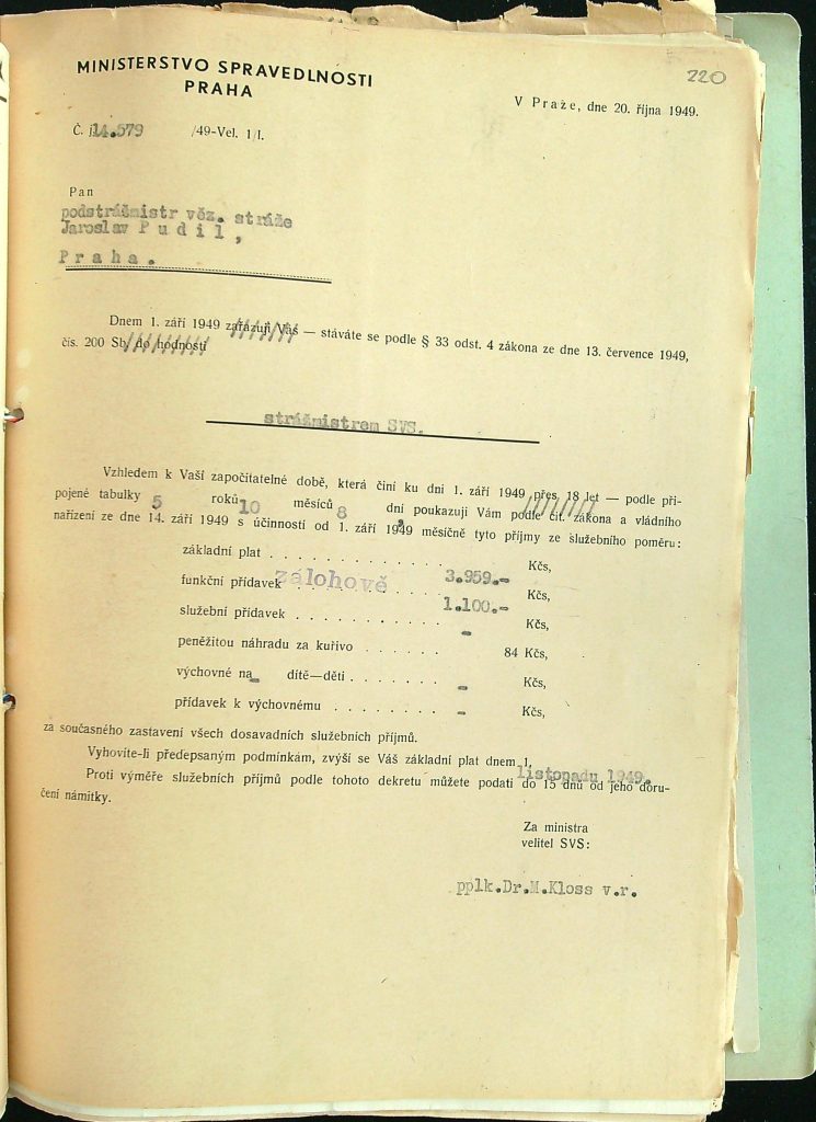 Pudil Ustanovení Strážmistrem Svs