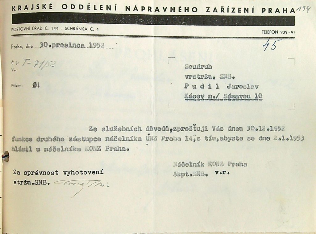 Pudil Zproštění Funkce Druhého Zástupce Náčelníka Únz Praha 14