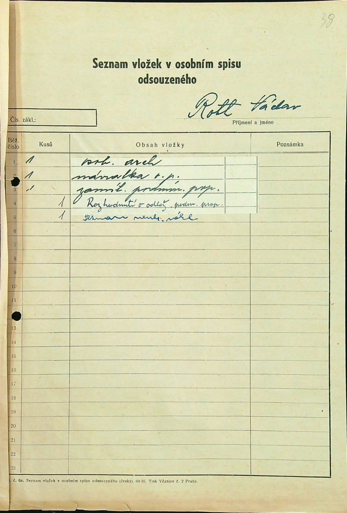 Rott Osobní Vězeňský Spis (59)