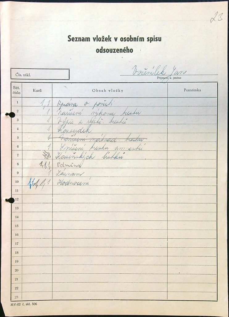 Voženílek Osobní Vězeňský Spis (37)