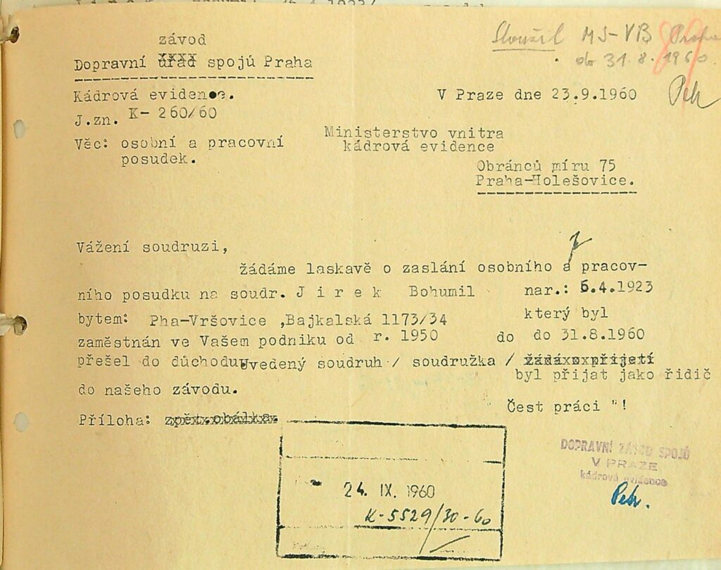 Jírek Dzs Žádost O Zaslání Osobního A Pracovního Posudku