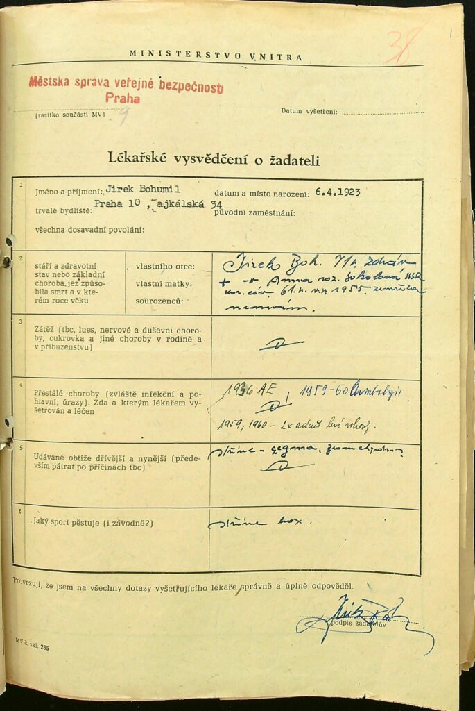 Jírek Lékařské Vysvědčení O žadateli (1)