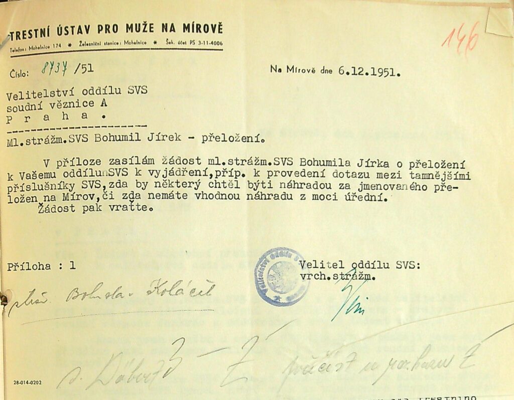 Jírek Přeložení Z Oddílu Svs Mírov K Oddílu Svs Praha (3)