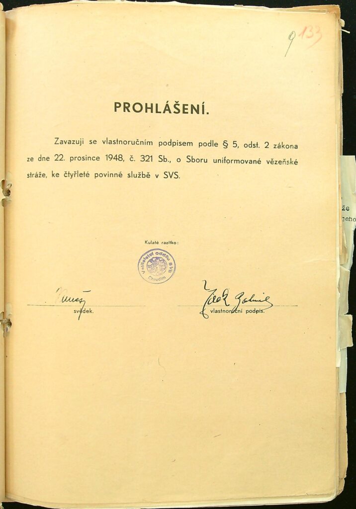 Jírek Prohlášení O Povinné čtyřleté Službě U Svs