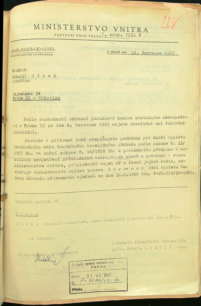 Jírek Rozhodnutí Posudkové Komise O Zamítnutí Invalidního Důchodu