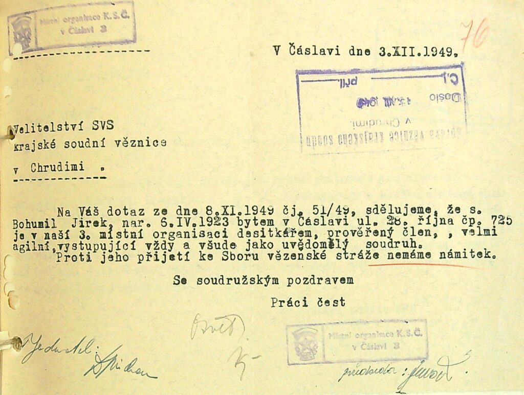 Jírek Sdělení KsČ O Přijetí Do Svs