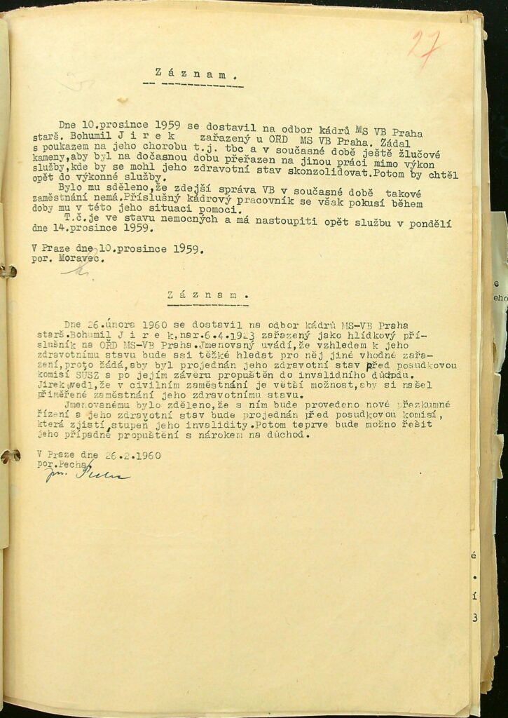 Jírek Záznam O Projednání Zdravotního Stavu