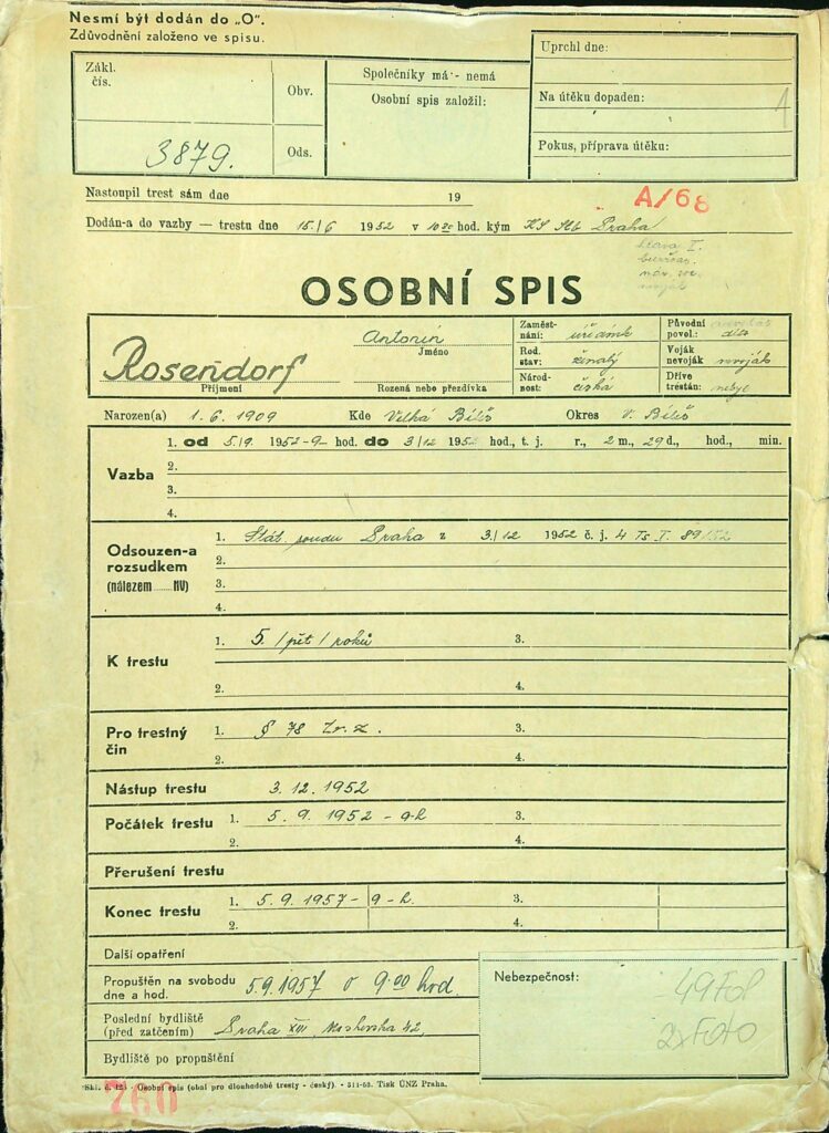 Rosendorf Osobní Vězeňský Spis (1)