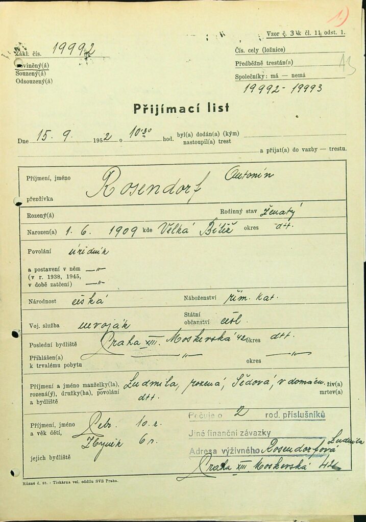 Rosendorf Osobní Vězeňský Spis (22)