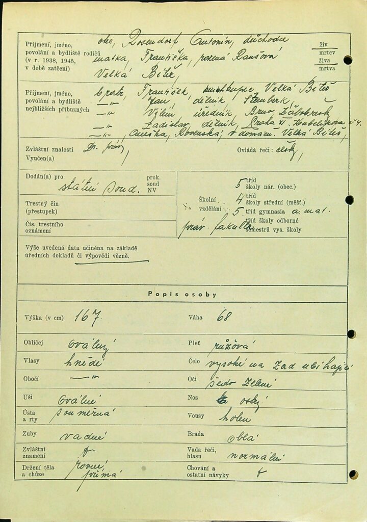 Rosendorf Osobní Vězeňský Spis (23)