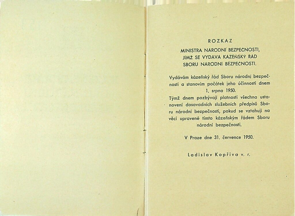 Kázeňský řád Snb Mnb 1950 (3)