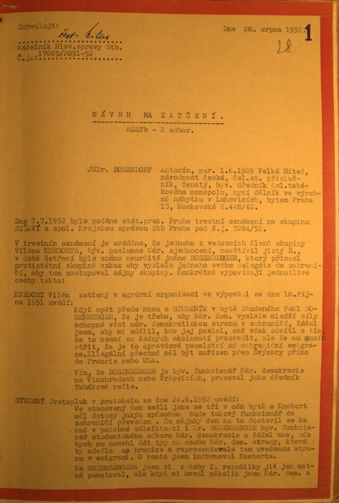 Rosendorf Osobní Spis Návrh Na Zatčení S.1