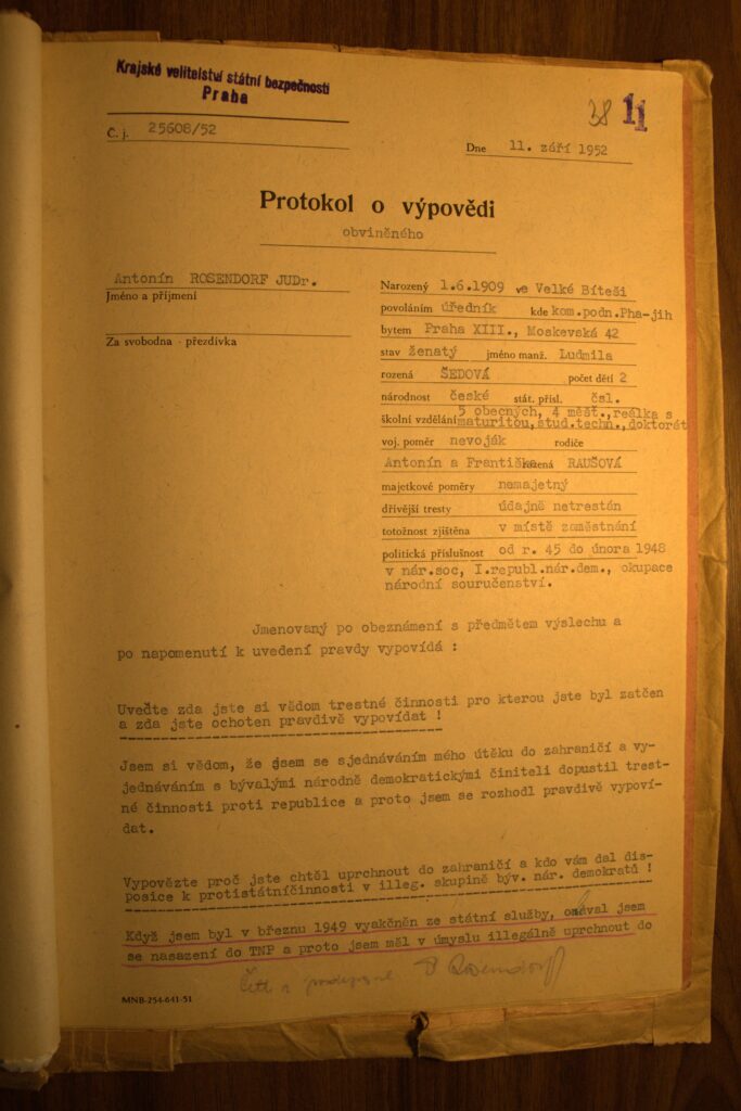 Rosendorf Osobní Spis Protokol O Výpovědi S.1