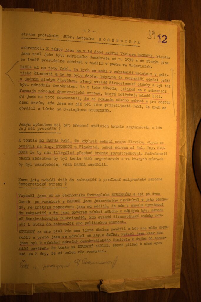 Rosendorf Osobní Spis Protokol O Výpovědi S.2