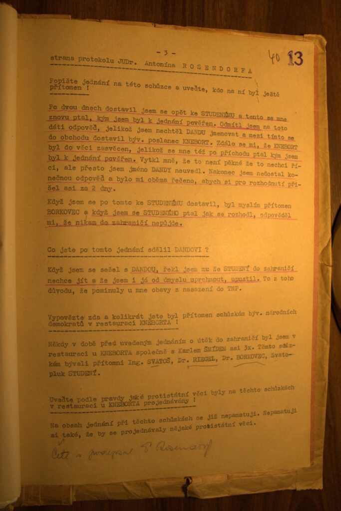 Rosendorf Osobní Spis Protokol O Výpovědi S.3