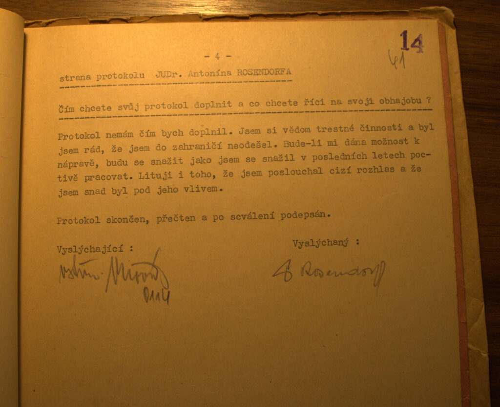 Rosendorf Osobní Spis Protokol O Výpovědi S.4