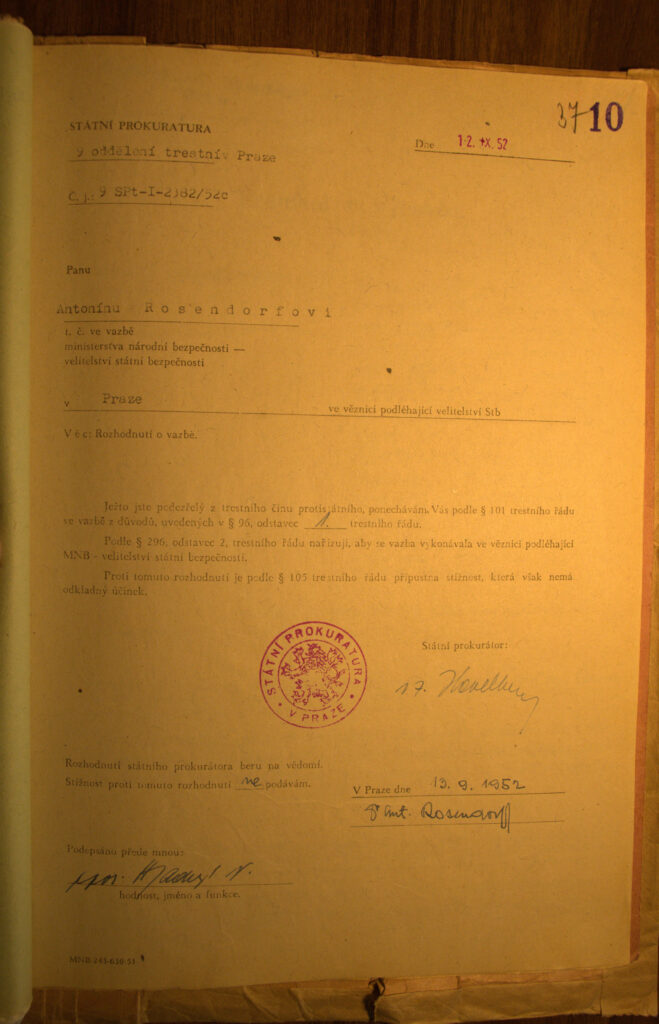 Rosendorf Osobní Spis Rozhodnutí O Vazbě