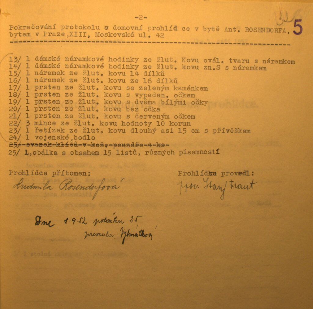 Rosendorf Osobní Spis Rozkaz K Domovní Prohlídce S.2