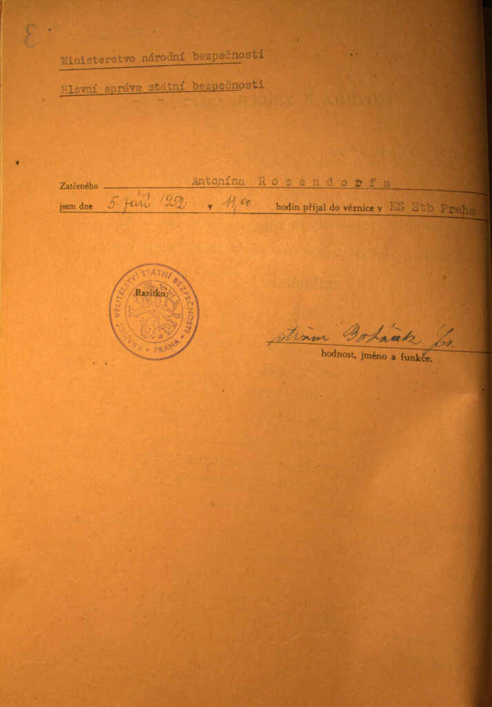 Rosendorf Osobní Spis Rozkaz K Zatčení S.2