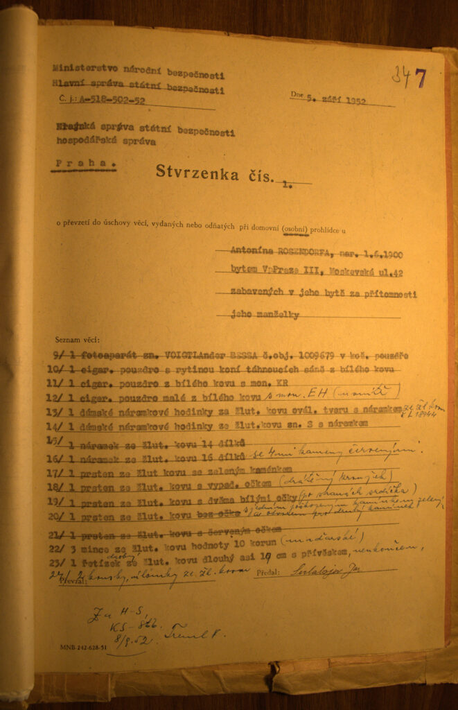 Rosendorf Osobní Spis Stvrzenka č.1