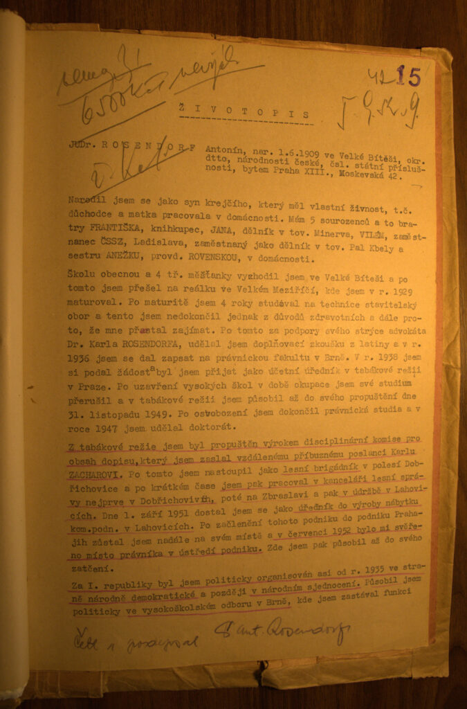 Rosendorf Osobní Spis Životopis S.1