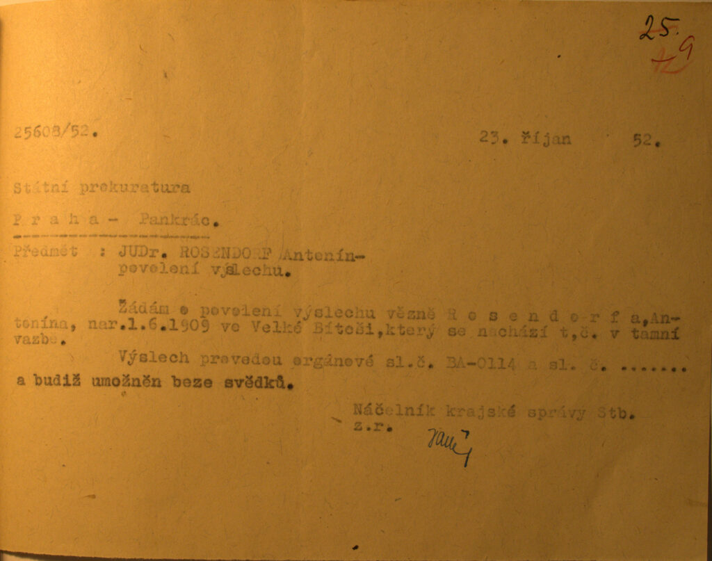 Rosendorf Povolení Výslechu č.1