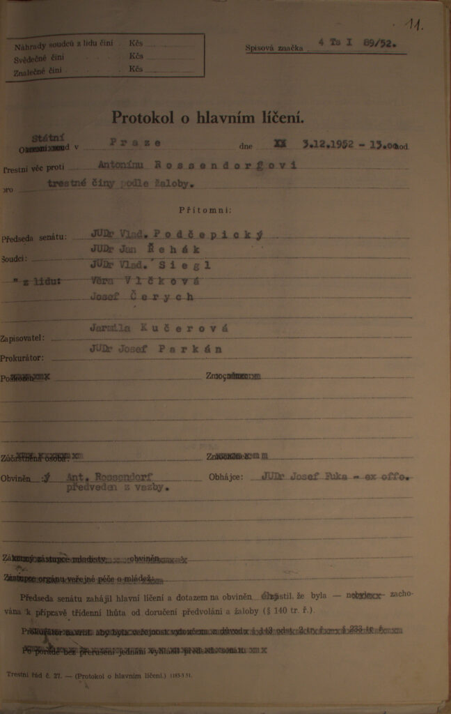 Rosendorf Protokol O Hlavním Líčení S.1