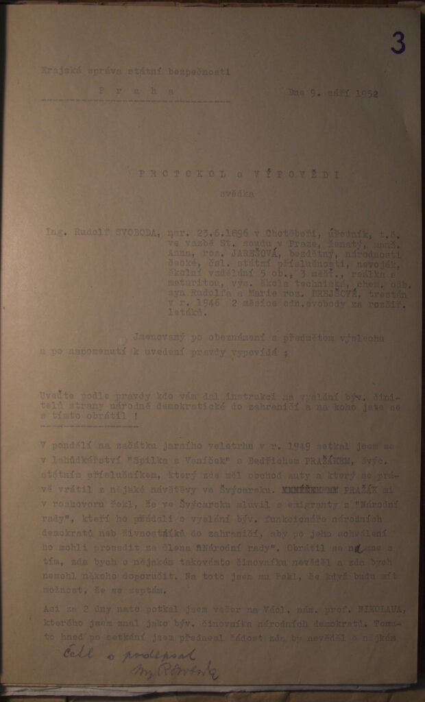 Rosendorf Protokol O Výpovědi Svědka