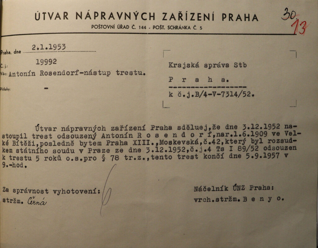 Rosendorf Sdělení O Nástupu Trestu