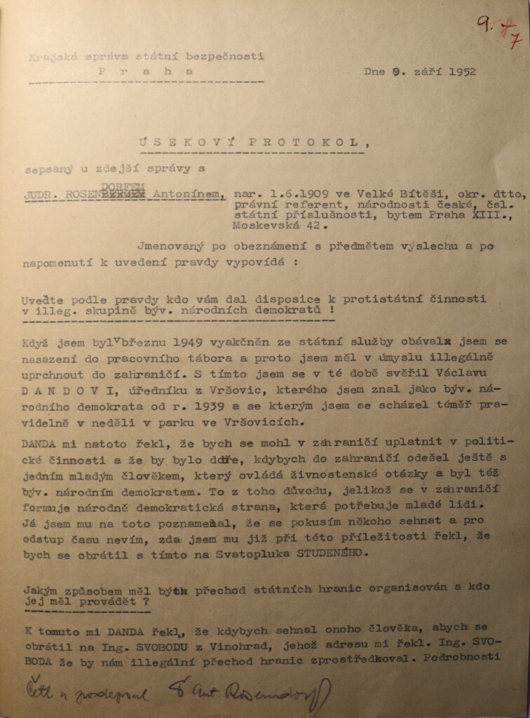 Rosendorf Úsekový Protokol S.1