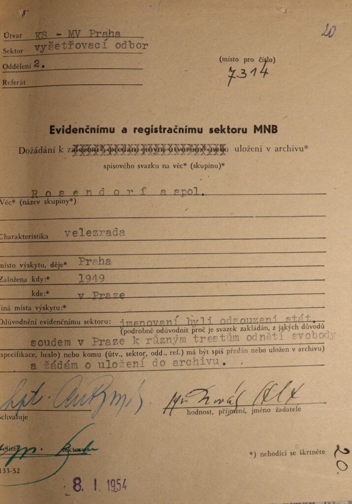 Rosendorf Žádanka (uložení Spisu Do Archivu)