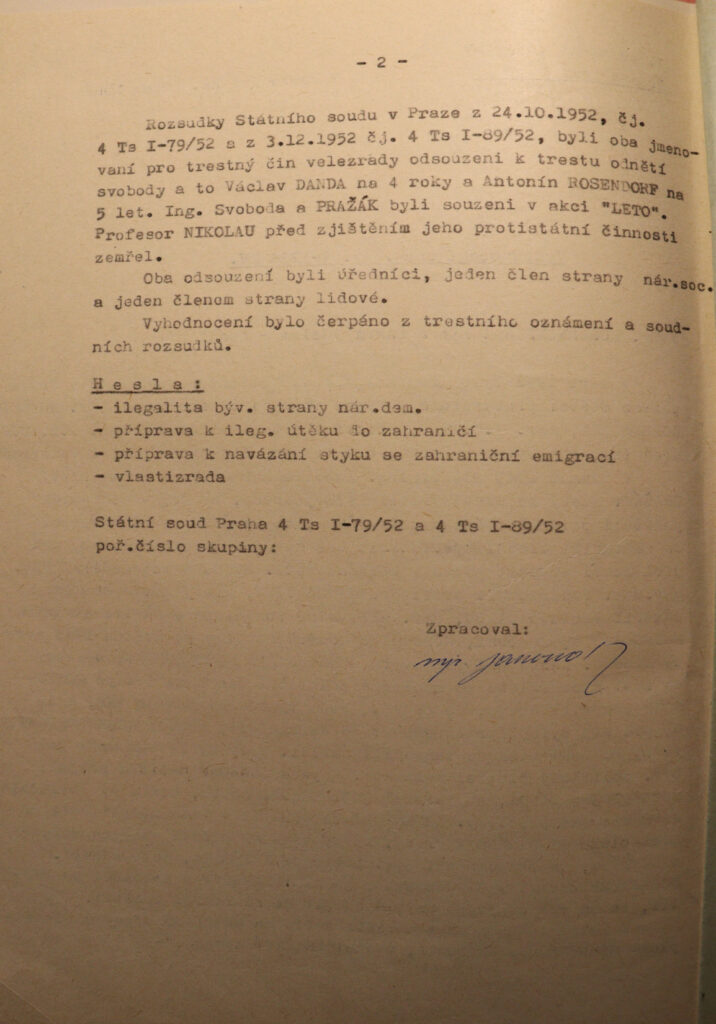 Rosendorf Zpráva Ks Stb (spolčení A. Rosendorf A V. Danda) S.2