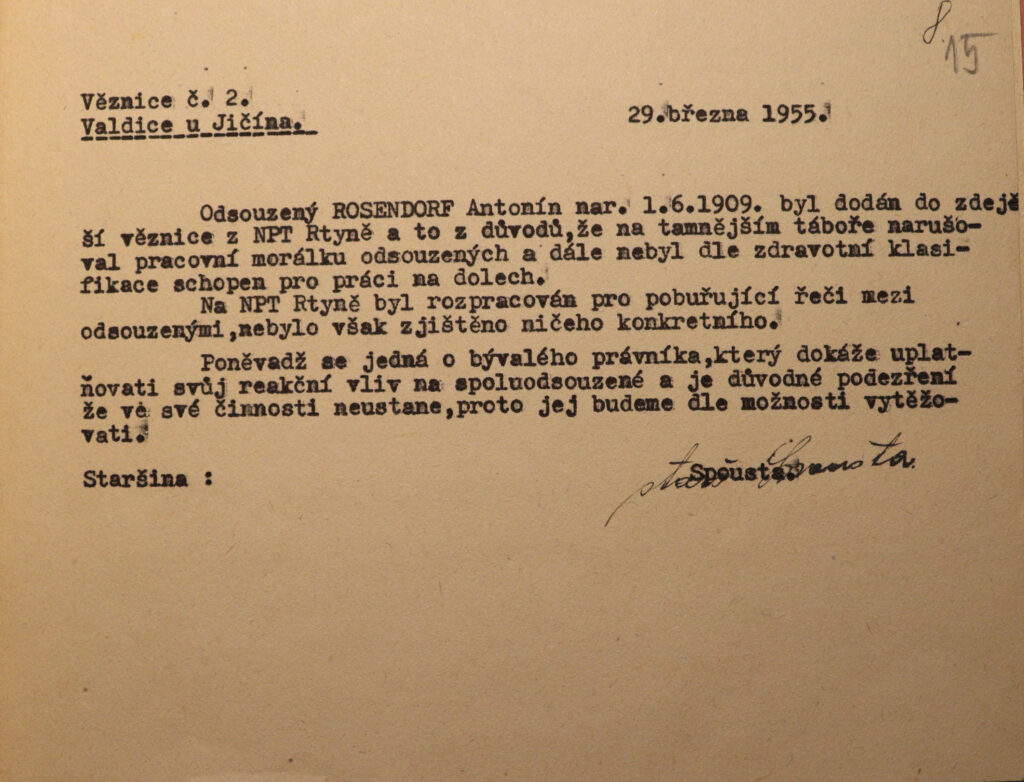 Rosendorf Zpráva Věznice Valdice